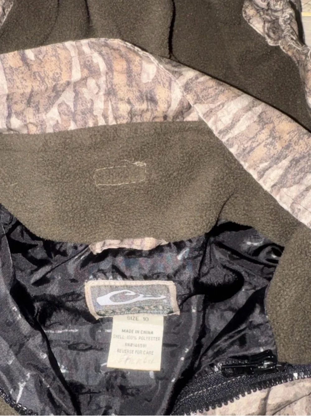 Drake Kids Camo Hooded Jacket - Brown & Green